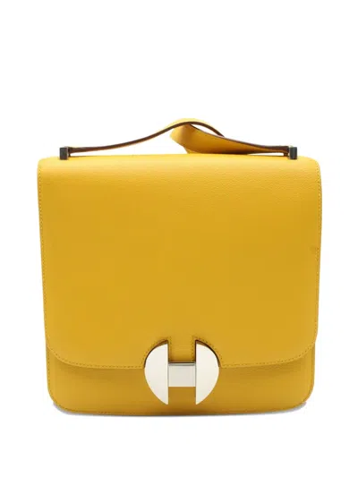 Pre-owned Hermes 2002 Evercolor Shoulder Bag In Yellow