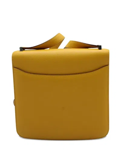 Pre-owned Hermes 2002 Evercolor Shoulder Bag In Yellow