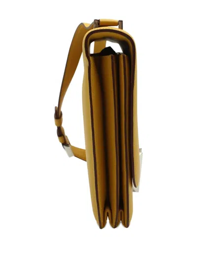 Pre-owned Hermes 2002 Evercolor Shoulder Bag In Yellow