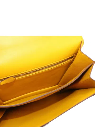 Pre-owned Hermes 2002 Evercolor Shoulder Bag In Yellow