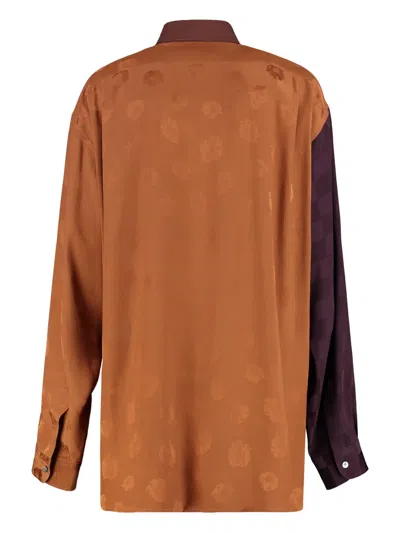 Moschino Silk Blend Shirt In Multi