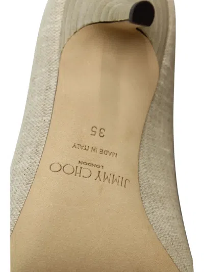 Pre-owned Jimmy Choo Loris Linen Pointed-toe Mules In Neutral
