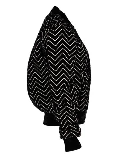 Pre-owned Saint Laurent Zigzag-motif Bomber Jacket In Black