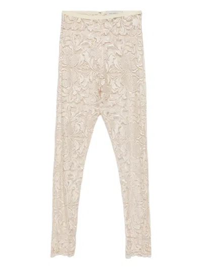Gemy Maalouf Floral-lace Leggings In Neutral