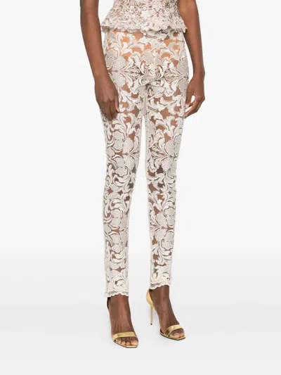 Gemy Maalouf Floral-lace Leggings In Neutral