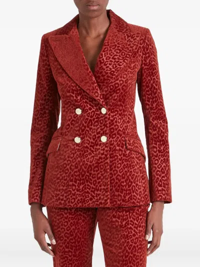 Temperley London Leopard-pattern Double-breasted Blazer In Red