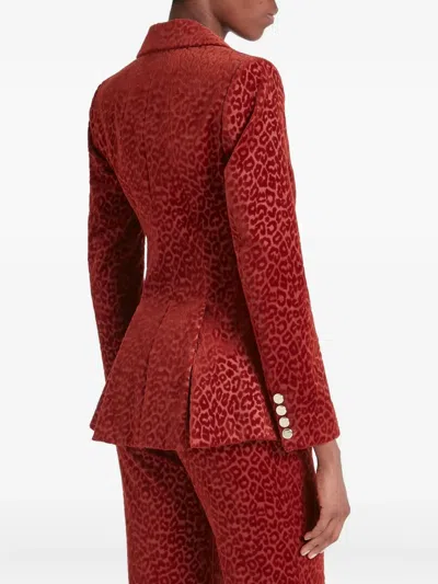 Temperley London Leopard-pattern Double-breasted Blazer In Red