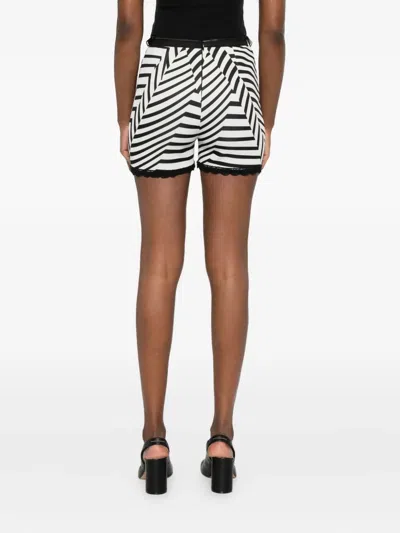 Gemy Maalouf Stripe Lace-trimmed Shorts In Black