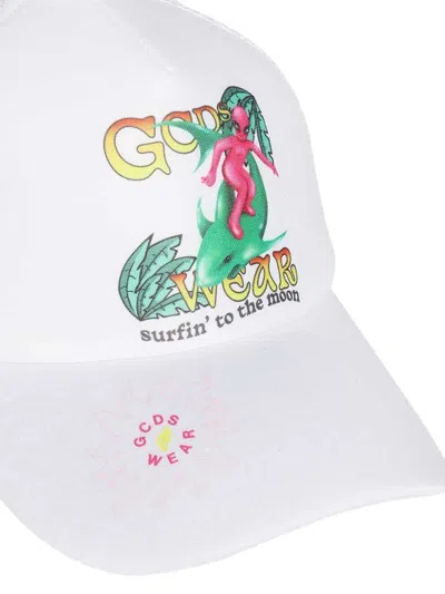 Gcds Mesh-panel Printed Baseball Cap In White