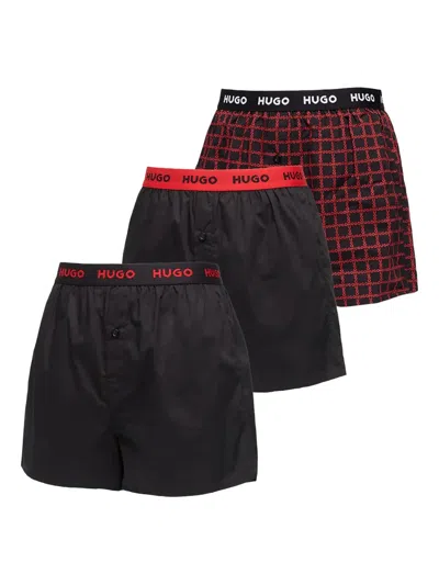Hugo Boss Logo-waistband Boxers (pack Of Three) In Black