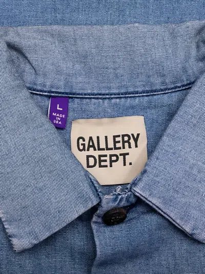 Gallery Dept. Bartz Paint-splattered Embroidered Cotton-chambray Shirt In Blue