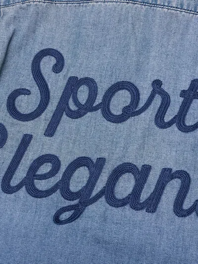 Gallery Dept. Bartz Paint-splattered Embroidered Cotton-chambray Shirt In Blue