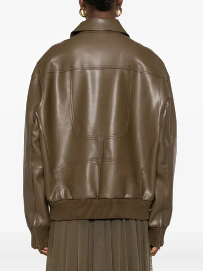 Norma Kamali Zip-front Bomber Jacket In Brown