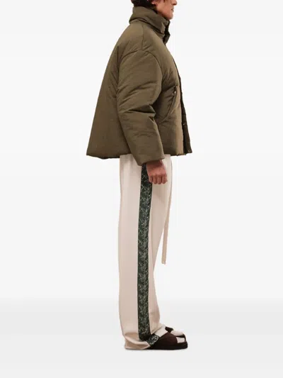 Rough Embroidered-detail Quilted Jacket In Brown