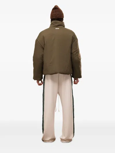 Rough Embroidered-detail Quilted Jacket In Brown