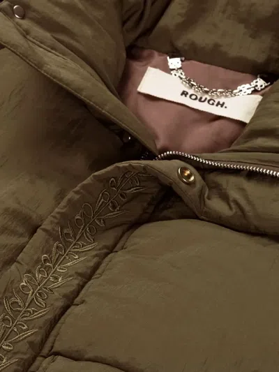 Rough Embroidered-detail Quilted Jacket In Brown