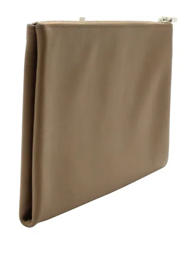 Pre-owned Hermes Zip-top Flat Pouch In Brown