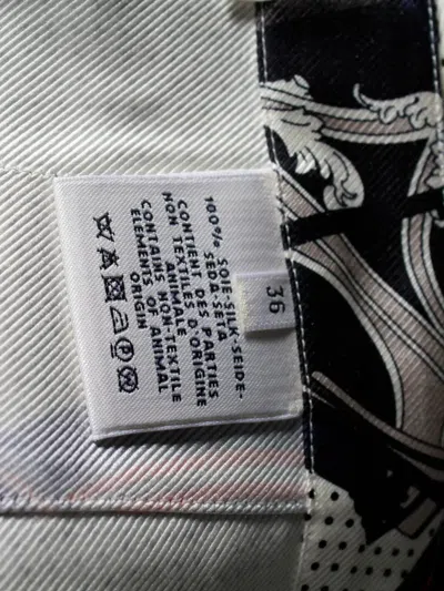 Pre-owned Hermes Wheel-print Midi Skirt In White