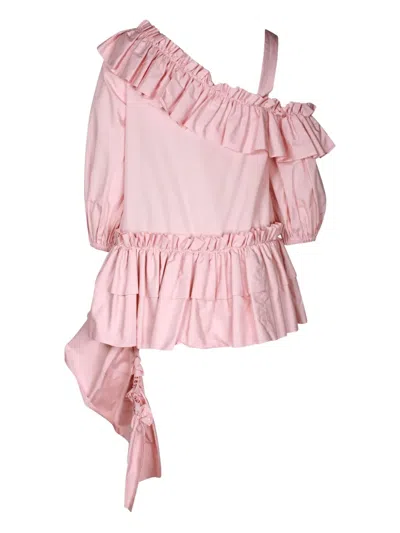 Pre-owned Alexander Mcqueen Ruffled Asymmetric Top In Pink
