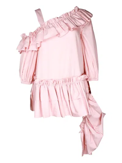 Pre-owned Alexander Mcqueen Ruffled Asymmetric Top In Pink