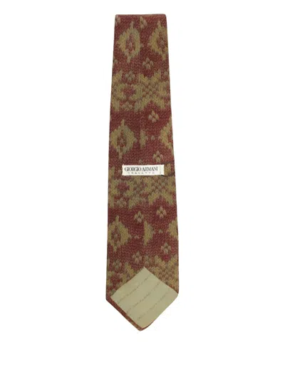 Pre-owned Giorgio Armani Geometric-print Tie In Brown