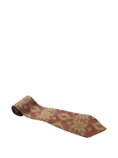 Pre-owned Giorgio Armani Geometric-print Tie In Brown