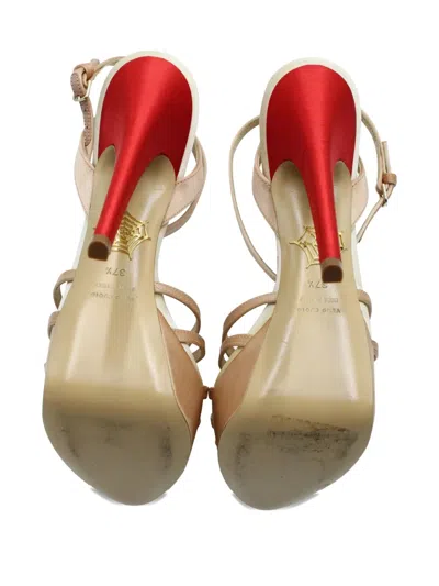 Pre-owned Charlotte Olympia 150mm Forever Heart-embellishment Platform Sandals In Neutral