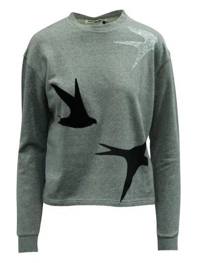 Pre-owned Alexander Mcqueen Swallow-print Sweatshirt In Gray