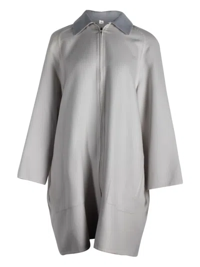 Pre-owned Hermes Cashmere Zip-front Coat In Gray