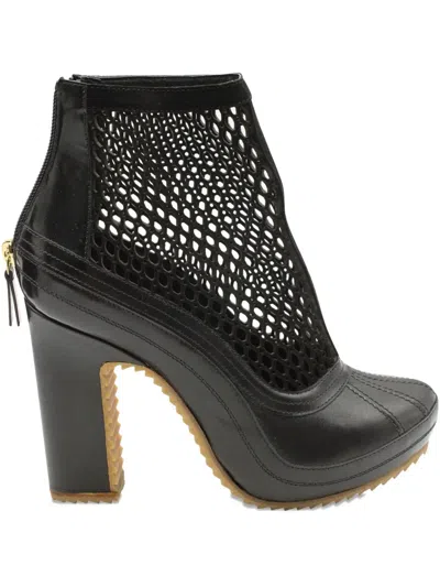 Pre-owned Sacai X 2016 Pierre Hardy Mesh-panel Leather Boots In Black