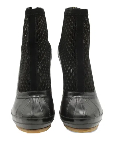 Pre-owned Sacai X 2016 Pierre Hardy Mesh-panel Leather Boots In Black