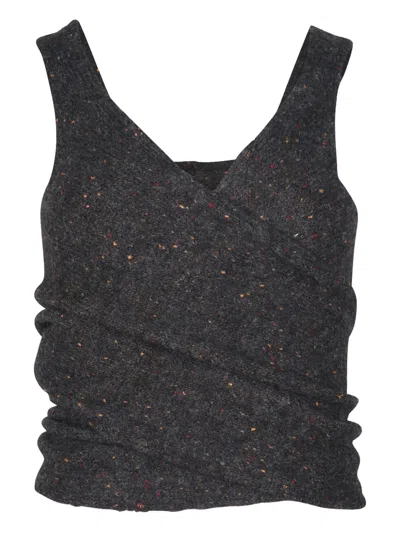 Pre-owned Isabel Marant Vintage Tie-back Alpaca Top In Gray