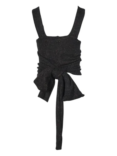 Pre-owned Isabel Marant Vintage Tie-back Alpaca Top In Gray