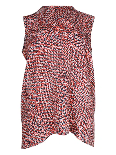 Pre-owned Celine Polka-dot Sleeveless Top In Red