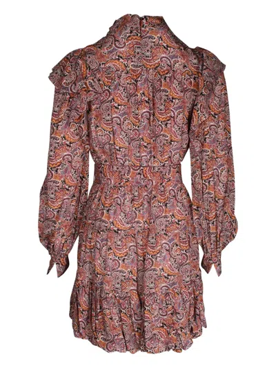 Pre-owned Ulla Johnson Luna Paisley-pattern Ruffled Mini Dress In Brown