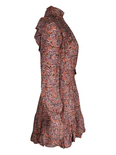 Pre-owned Ulla Johnson Luna Paisley-pattern Ruffled Mini Dress In Brown