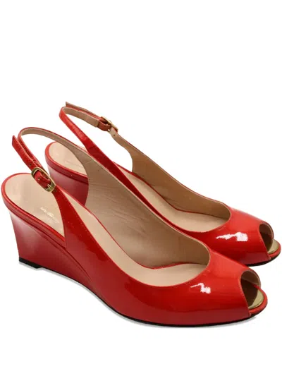 Pre-owned Stuart Weitzman Slingback Wedge Sandals In Red