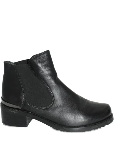 Pre-owned Stuart Weitzman Leather Elastic-panel Chelsea Boots In Black