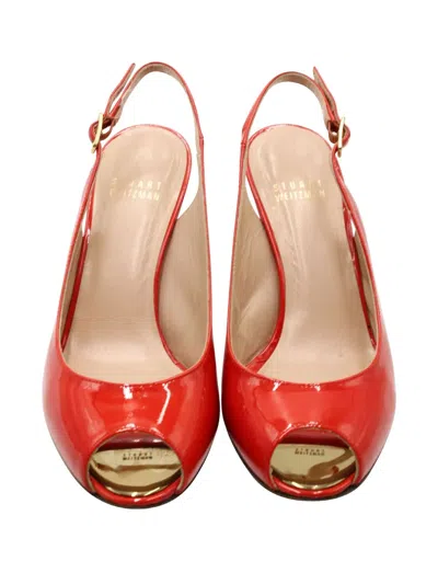 Pre-owned Stuart Weitzman Slingback Wedge Sandals In Red