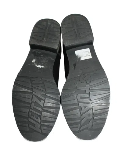 Pre-owned Stuart Weitzman Leather Elastic-panel Chelsea Boots In Black