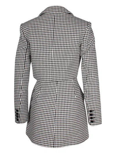 Pre-owned Self-portrait 2022 Houndstooth Double-breasted Dress In Black