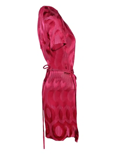 Pre-owned Isabel Marant Vintage Servane Jacquard-wrap Mini Dress In Red