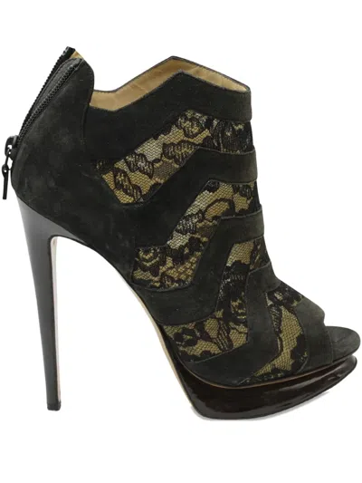 Pre-owned Nicholas Kirkwood Lace-panel Platform Boots In Black
