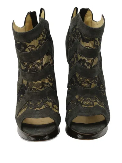 Pre-owned Nicholas Kirkwood Lace-panel Platform Boots In Black