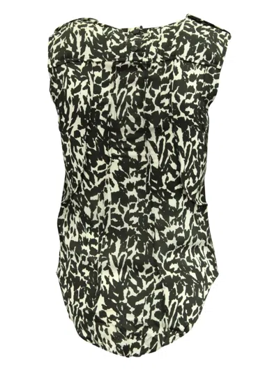 Pre-owned Isabel Marant Vintage Animal-print Pin-tucked Top In Black