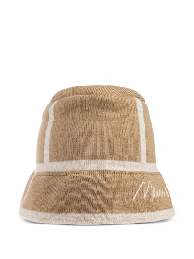 Moschino Panelled Bucket Hat In Brown