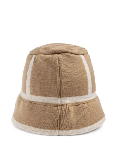 Moschino Panelled Bucket Hat In Brown