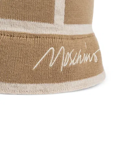 Moschino Panelled Bucket Hat In Brown
