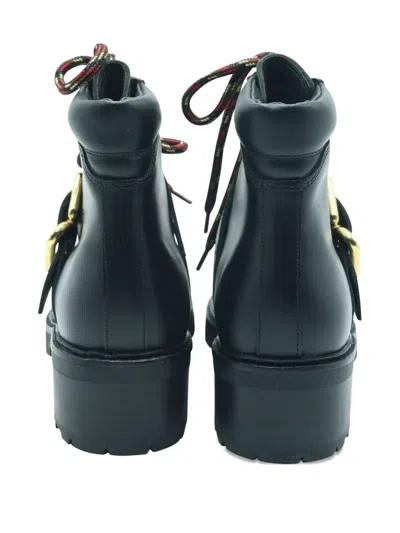 Pre-owned Sandro Buckle Lug-sole Boots In Black