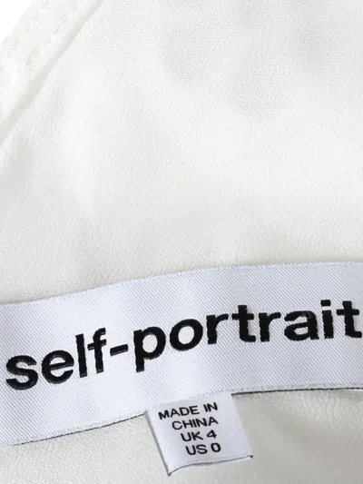 Pre-owned Self-portrait Asymmetric Long-sleeve Blouse In White